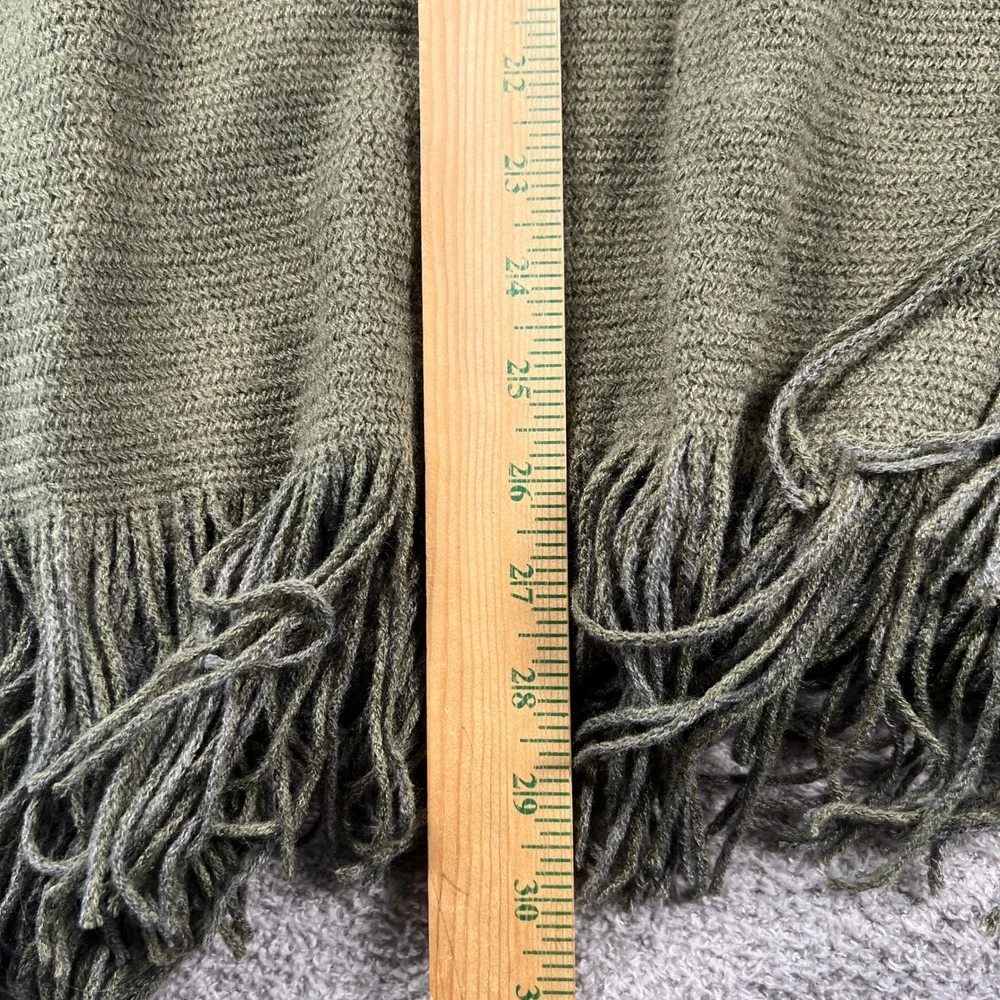 Castlecore Preppy Knit Poncho Wrap Women Olive Green Fringe Boho Earthy Cozy‎